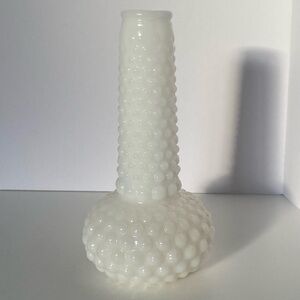 Vintage Hobnail Milk Glass Bud Vase 6.5” USA Cottage Core MCM White EUC Flowers